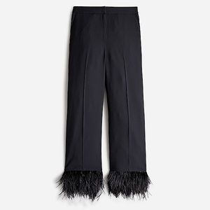 NEW! J.Crew Petite Ingrid pant with feather trim in satin-back crepe